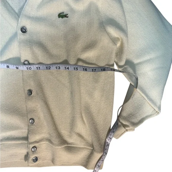 Vintage Lacoste Cream Knit Cardigan Men’s M USA Made Unisex Preppy 80’s - Picture 7 of 7